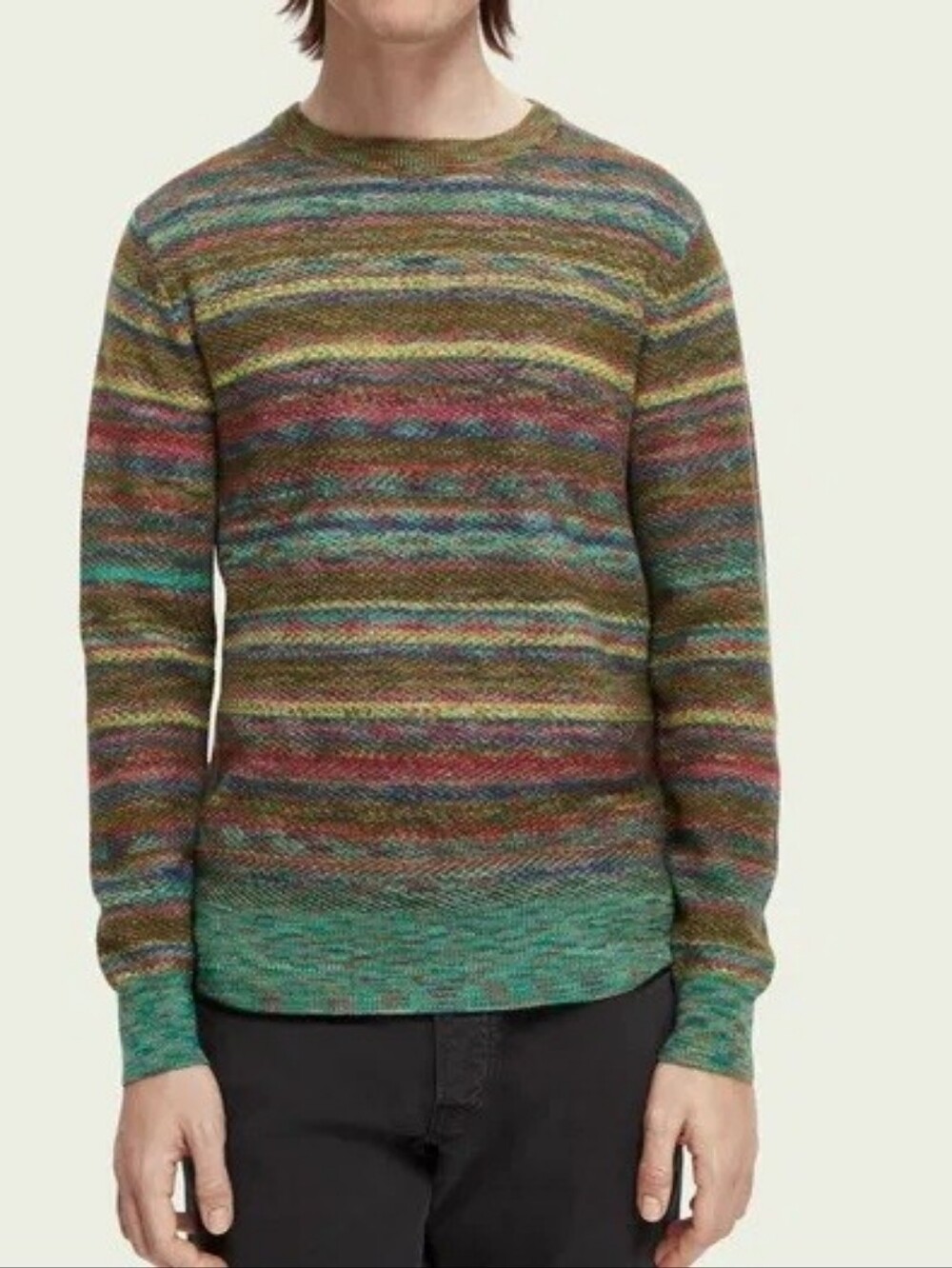 Scotch & Soda Structured Space Dye Rainbow Wool Blend Sweater Sz XXL Multicolor